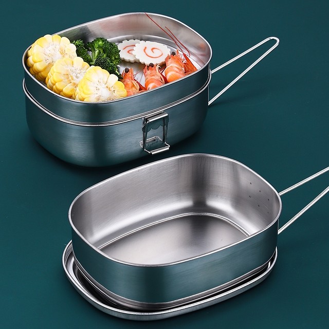 Japanese Imported Mujie Thickened Stainless Steel Lunch Box, Rectangular with Lid, for Adults and Students, Traditional Style