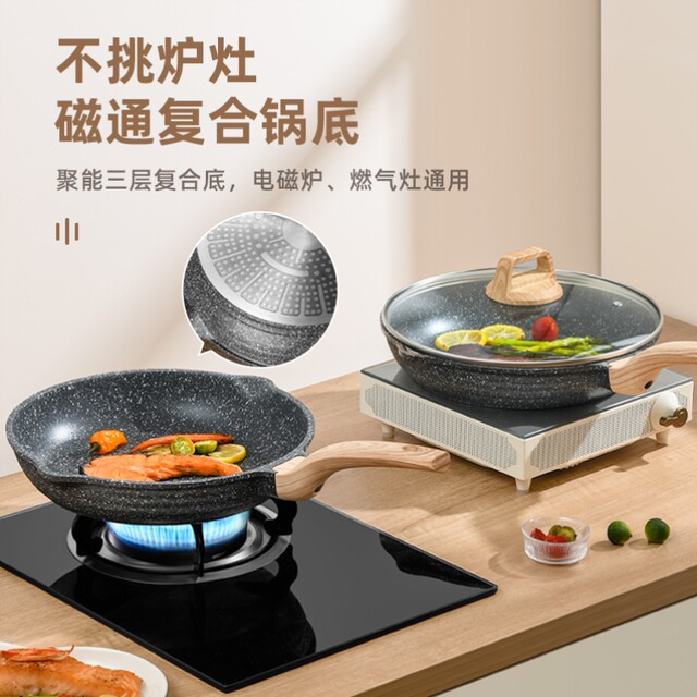 German Imported Medical Stone Flats-Bottomed Non-Stick Pan Household Steak Frying Pan Pancake Fried Omelette Artifact Gas Stove
