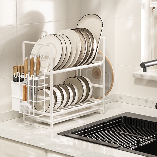 Japanese Mujie Kitchen Multi-Layer Dish Rack Countertop Narrow Model Bowl and Chopstick Holder Storage Rack Dish Drying Cabinet