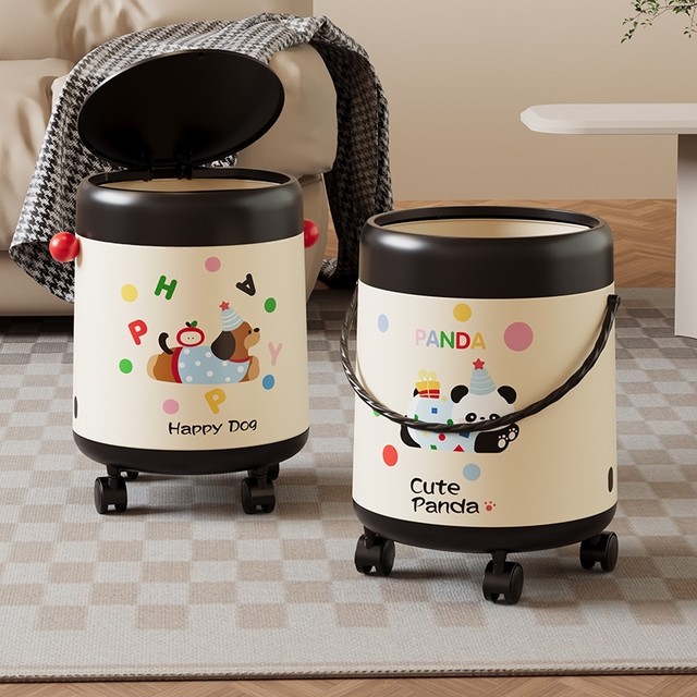 Japanese Imported Trash Can for Home Use, High Aesthetic Value, Large Capacity, Simple Style for Living Room and Bathroom, Creative Dopamine-Style Wastebasket