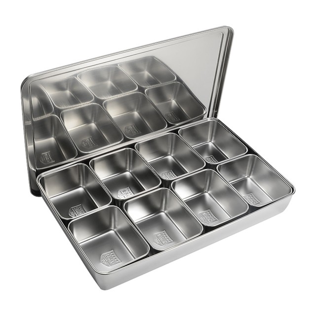 German Imported 304 Stainless Steel Ice Powder Ingredient Box, Seasoning Box, Integrated Multi-Compartment Kitchen Grid Box, Seasoning Box