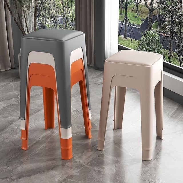 Japanese Imported Thickened Plastic Square Stool, Modern Minimalist Stool, Stackable Plastic Stool, Household Chair, High Stool