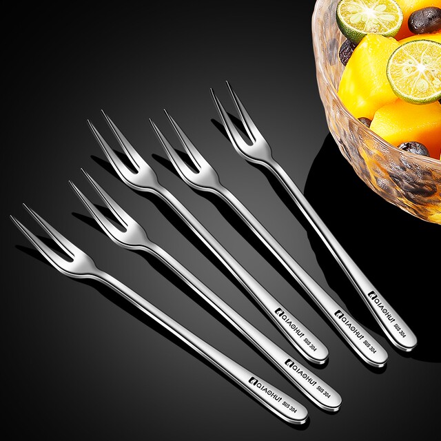 German Imported Fruit Fork 304 Stainless Steel Household Cake Fork Creative Mooncake Dessert Fork Fruit Skewer Snack Fork