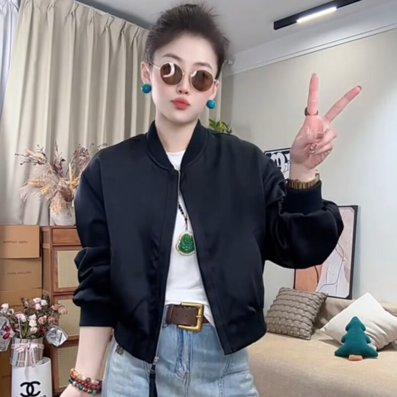 2026 Spring New Korean Style Fashion Round Neck Baseball Jacket Short Women's Coat Loose Casual Versatile Jacket Top