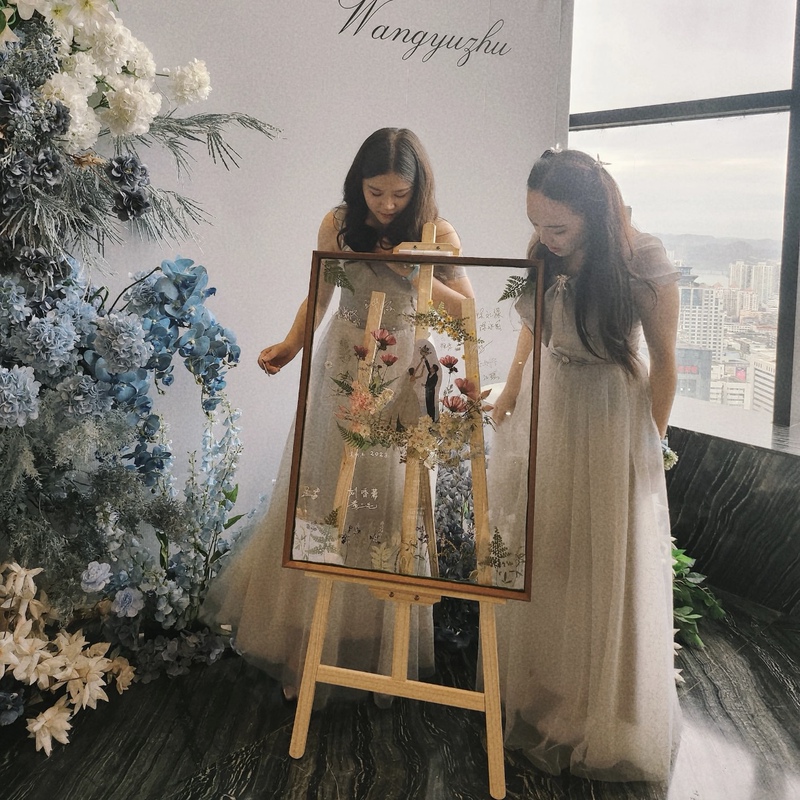 Wedding Transparent Signature Frame, Embossed Sign-In Board, Transparent Dried Flower Wedding Signature Frame, Acrylic Birthday Party