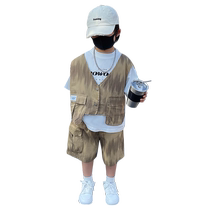 Boy suit Summer thin Ocean Gas Children Trendy Fake Two Clothes Baby Summer Dress Cool-fried Street Two sets