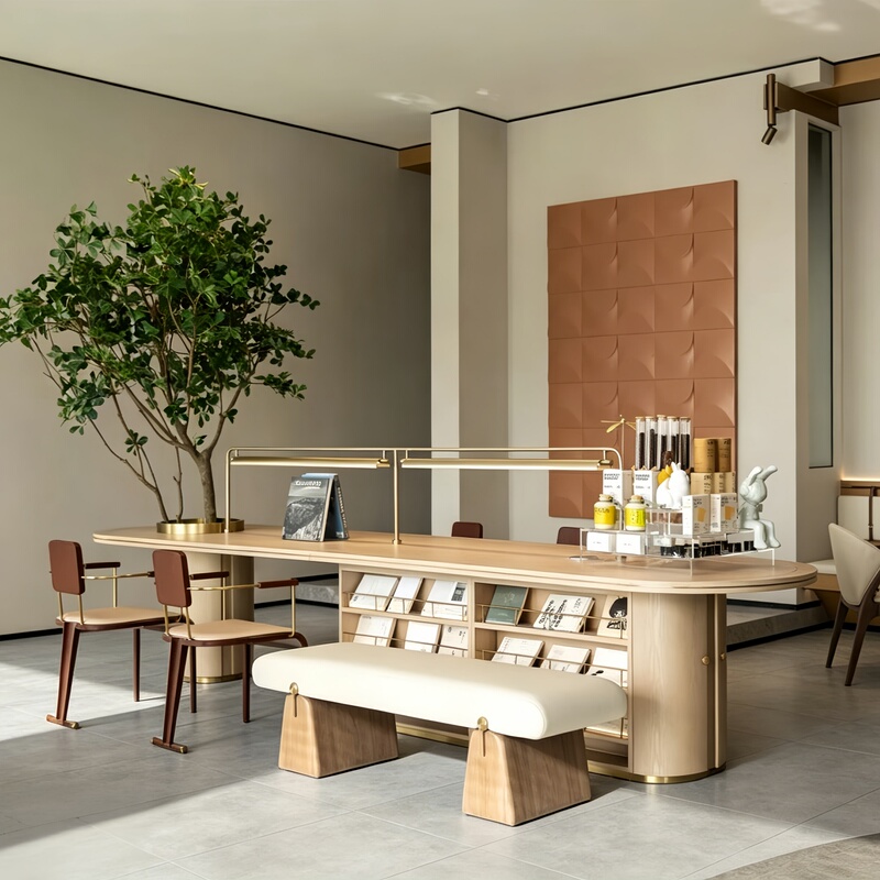 Modern Minimalist Reading Table, Desk, Handmade Table, Light Luxury Hotel, Cafe, Sales Office, Mezzanine Leisure Long Table