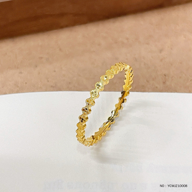 Pure gold 999.9 solid solid fish scale four-leaf clover hoop ring
