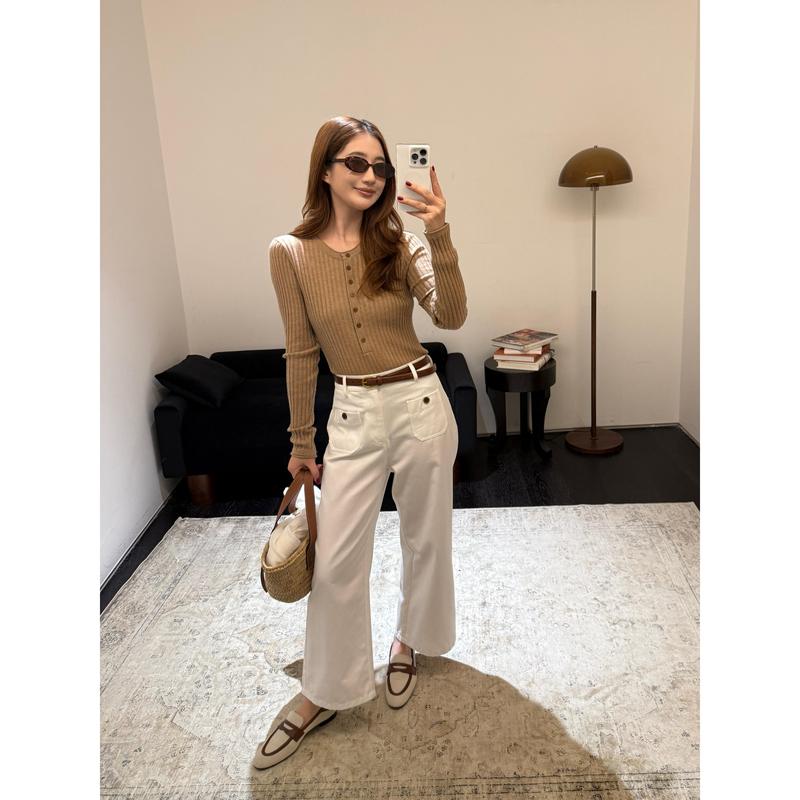 Onivintage - New Autumn Wool Embroidered Slim-Fit Knit Top Warm Sweater Ow2268N7216