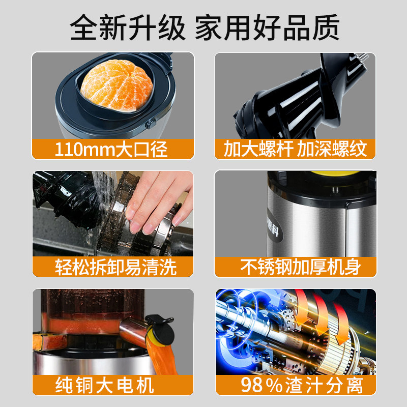 Juicer with Pulp Separation, Fully Automatic, Multifunctional, for Home and Commercial Use, Small Fruit and Vegetable Juicer
