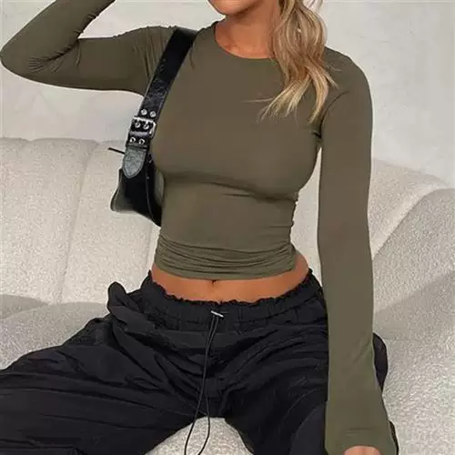 [Женские облегающие лонгсливы с круглым вырезом O-neck, осень-зима 2023]
