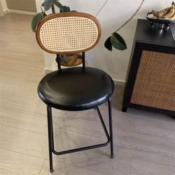 디자이너 등나무 발판 등받이 북유럽 간단한 테이블 의자 하이 바 레저 바 카페 복고풍 바 앞 의자