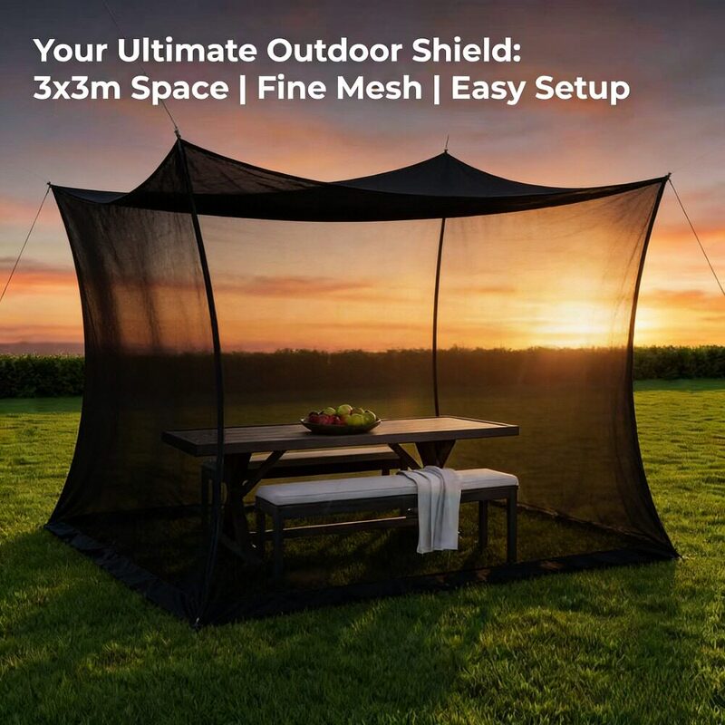 Extra-Large Outdoor Mosquito Net Cover for Patio Terrace Barbecue, Portable Mosquito Net, Sunshade Gazebo Insect-Proof Hanging Curtain