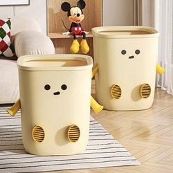 Trash Can for Home Use 2024 New Model High Aesthetic Appeal for Living Room, Bedroom, Kitchen, Bathroom, Cartoon Creative Cute Large Sanitary Bin