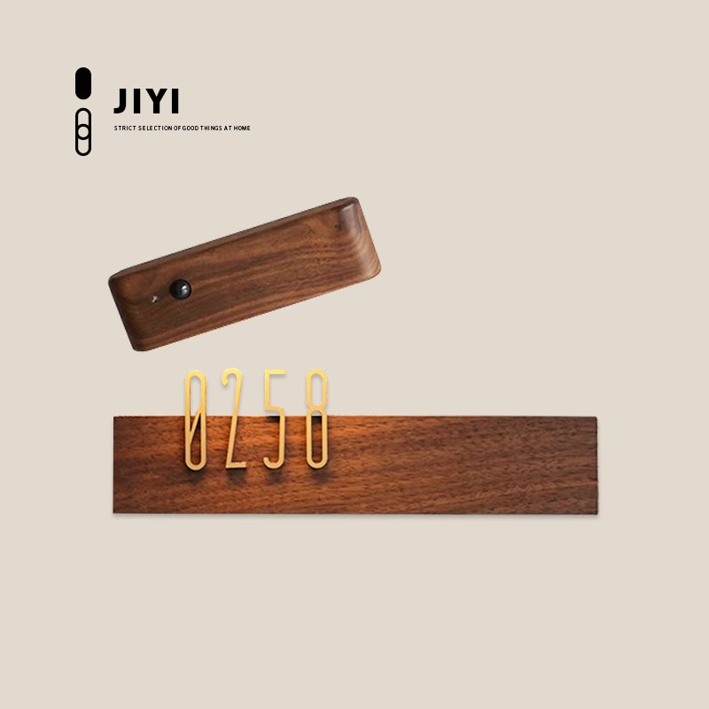 JIJI Blackhu Peach Wood Creative Niche Diy With Induction Light Brief feature into the house plate number Light Luxury Superior-Taobao