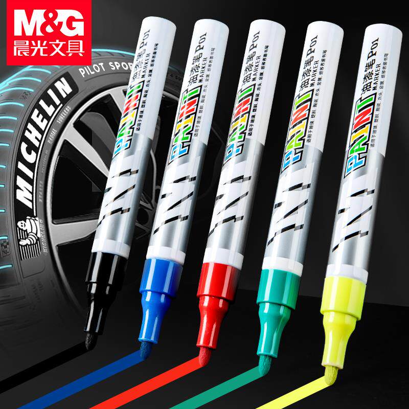 New Metal Paint Pen, Industrial-Grade, Non-Fading, Waterproof, Large Size, Construction Site Marker Pen, Oil-Based, DIY Car Tire Pen, Graffiti Pen, Blue, White, Red, Silver, Gold Paint, Touch-Up Pen, Lettering Pen