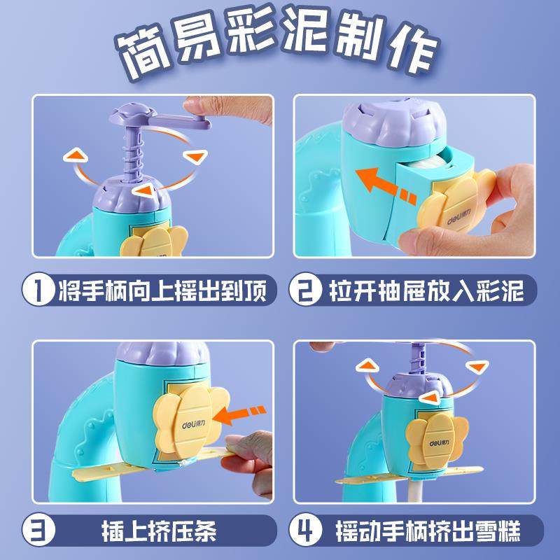 New Ice Cream Machine Playdough Toy Set for Children, Soft, Non-Toxic, Harmless, Safe, Ultra-Light Clay, Kindergarten Boys and Girls Noodle Burger Machine Mold, Toddler Clay