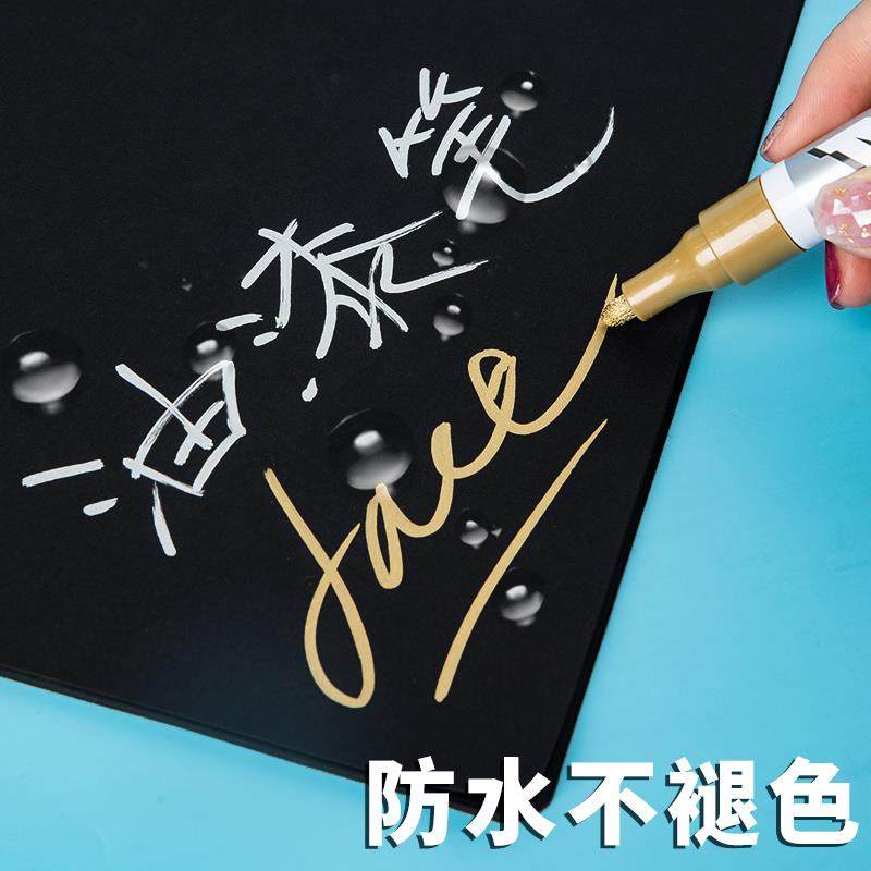 New Metal Paint Pen, Industrial-Grade, Non-Fading, Waterproof, Large Size, Construction Site Marker Pen, Oil-Based, DIY Car Tire Pen, Graffiti Pen, Blue, White, Red, Silver, Gold Paint, Touch-Up Pen, Lettering Pen