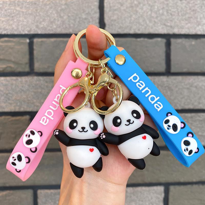 Cute Red Panda Keychain National Treasure Auspicious Silicone Doll Pendant Couple Car Bag Decoration Small Gift
