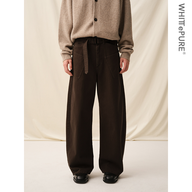 [Whitt Epure] Wp Shirakawa 100% Cotton Washed Work Pants Loose Wide-Leg Casual Scimitar Pants for Men
