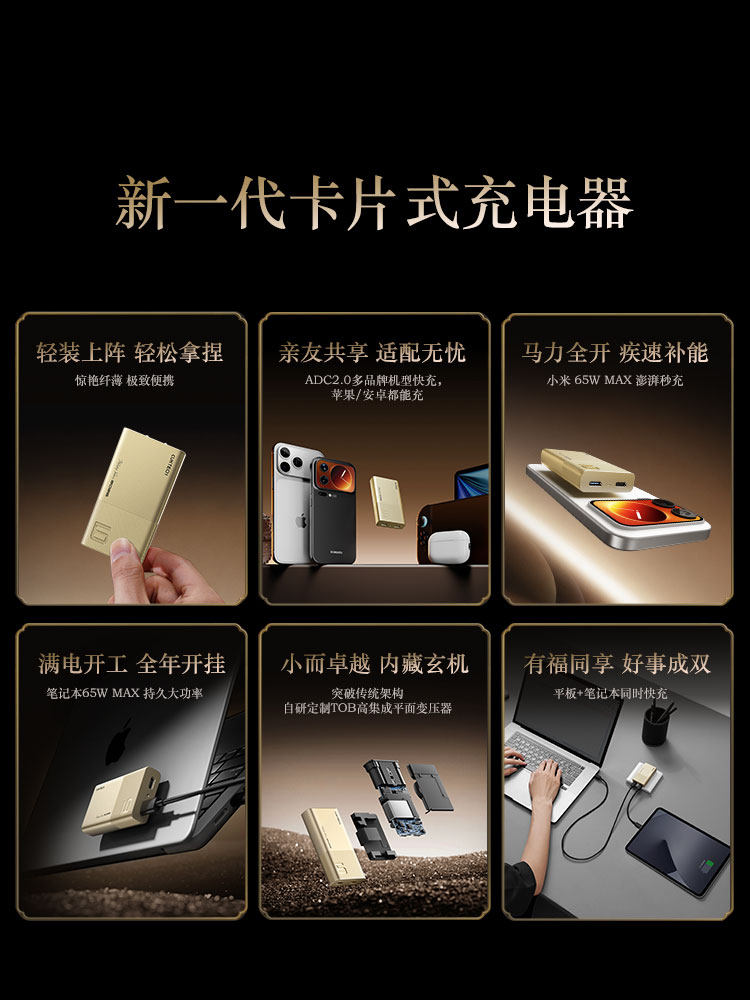 [New Year Edition] Cuktech No. 6 Power Card Pd65W Ultra-Thin Gallium Nitride Charger Suitable for Apple Iphone17Promax/Air Apple Xiaomi