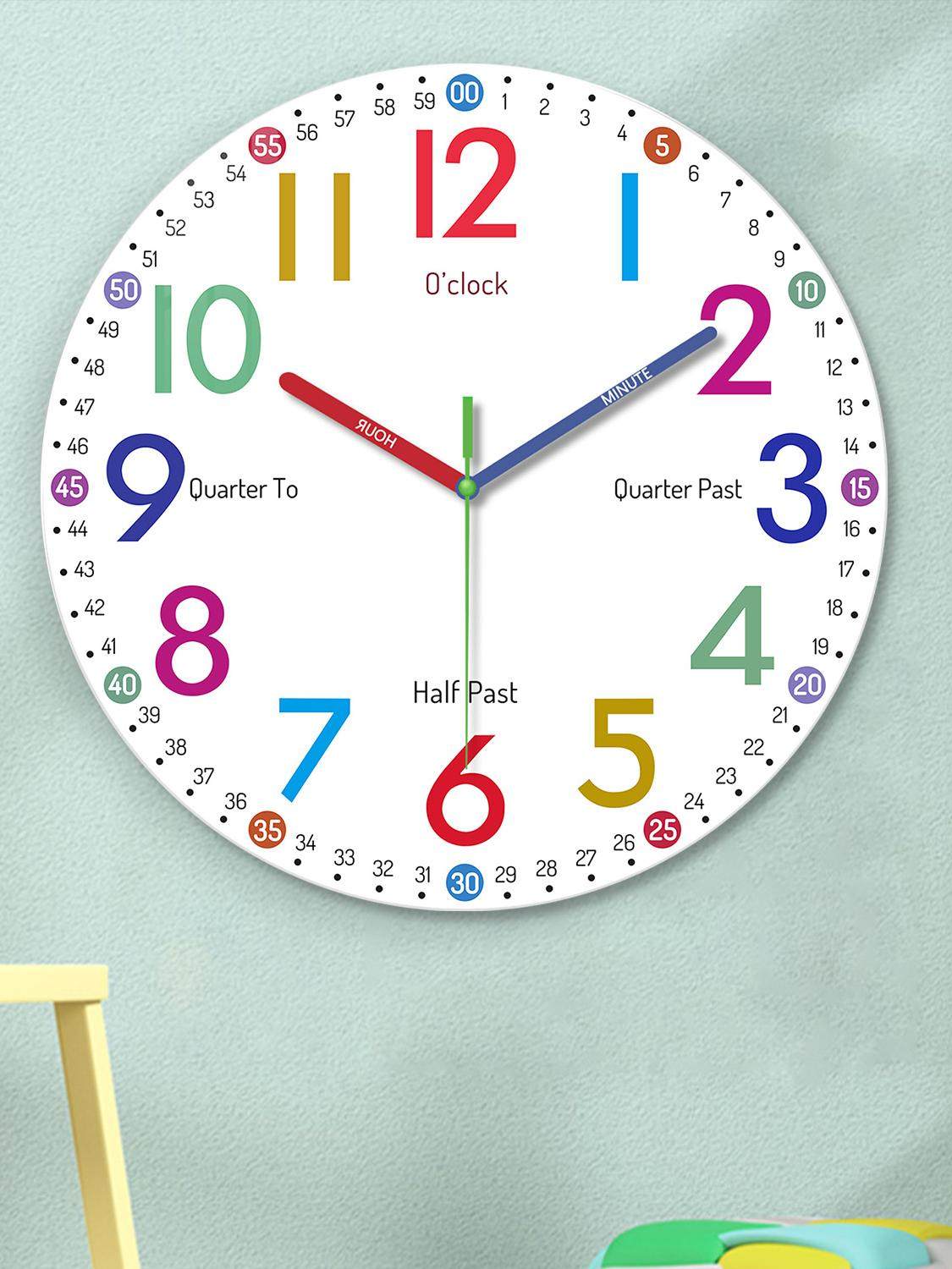 Silent Wall Clock for Living Room and Bedroom, Creative Wall Clock, Simple Modern Clock, Cartoon Glass Clock, Wall-Mounted for Home Use
