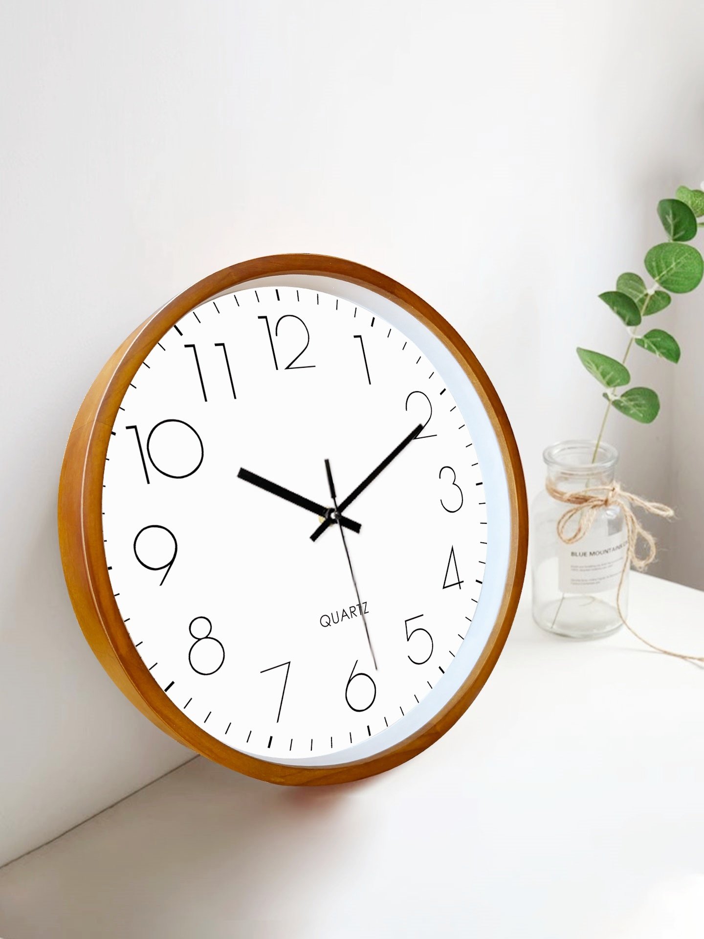 European-Style Solid Wood Modern Minimalist Retro Silent Clock Wall Clock Living Room Clock Chinese-Style Wooden Creative American-Style Wall Clock