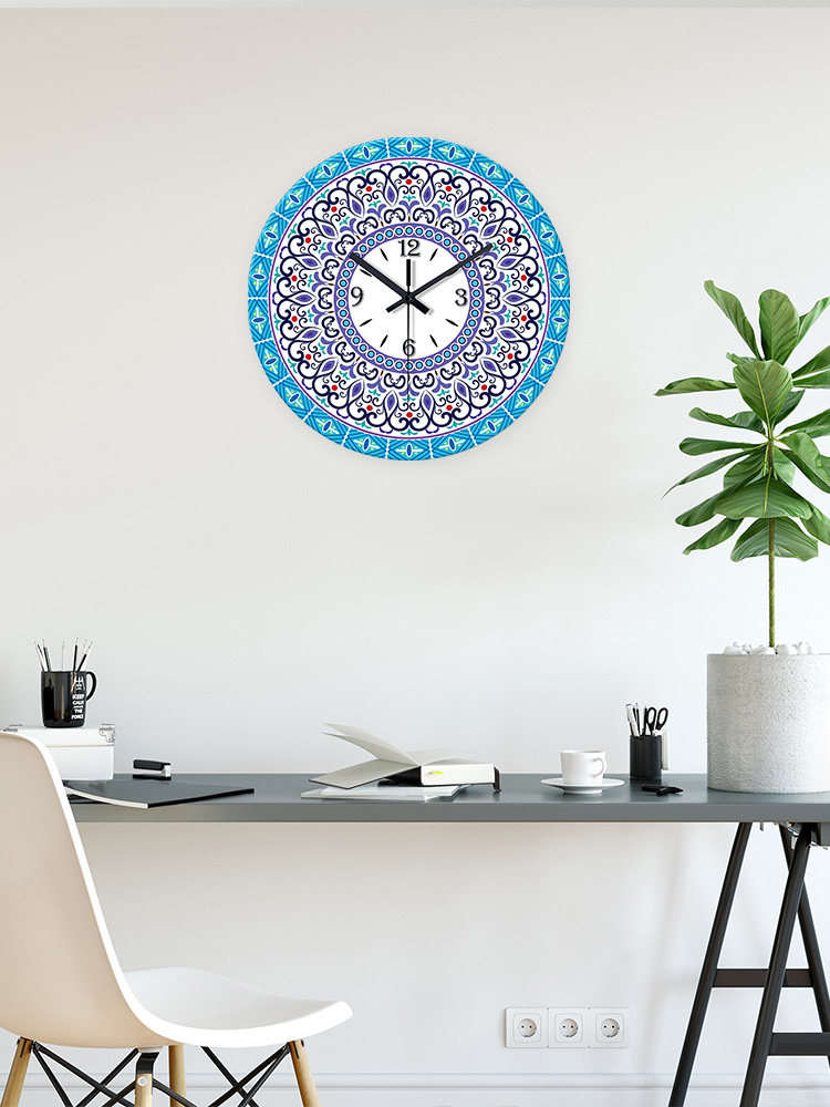 Dunhuang Decorative Wall Hanging Creative No-Drill Glass Clock Wall Clock for Bedroom and Living Room 2026 Model Simple Home Clock