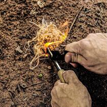 Outdoor fire stick set survival tool wooden handle flint blowing pipe igniting hemp rope camping fire set