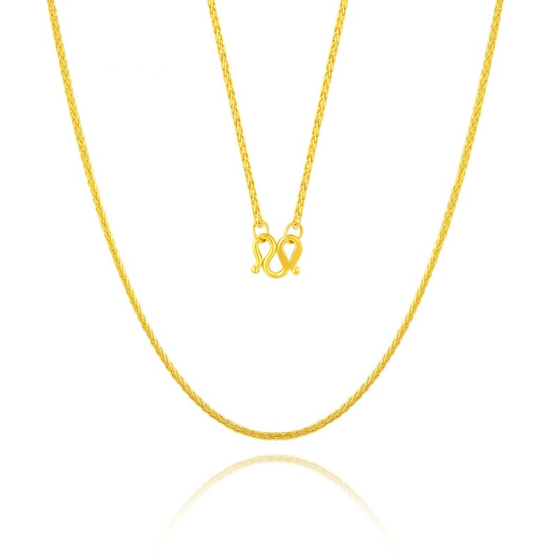 Canail foot gold 9999 gold Chopin chain O word chain cross chain ten thousand words chain necklace lock bone chain female 24K rubber silk-Taobao