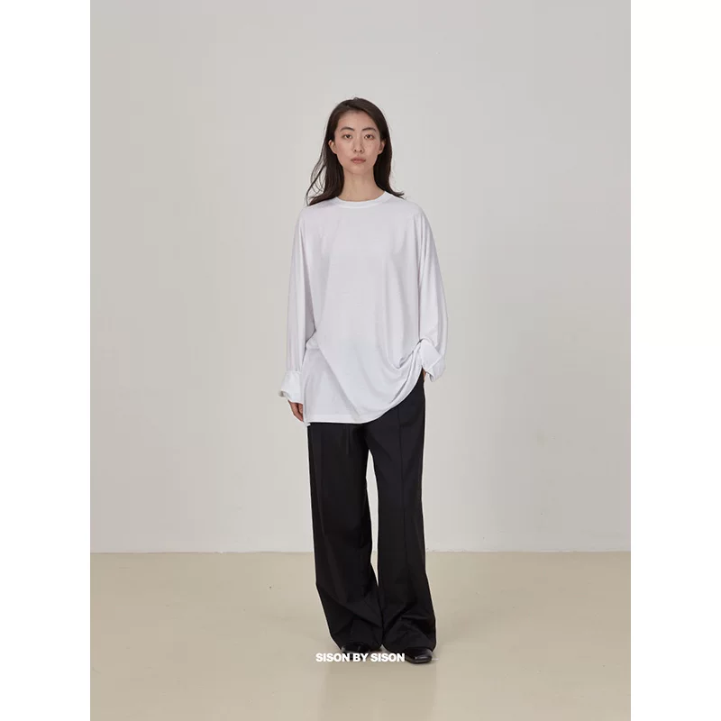 SISON BY SISON [Designer Women's] Simple Wide Edition Lian Sleeve Basic Basic Basic Long -sleeved T -shirt