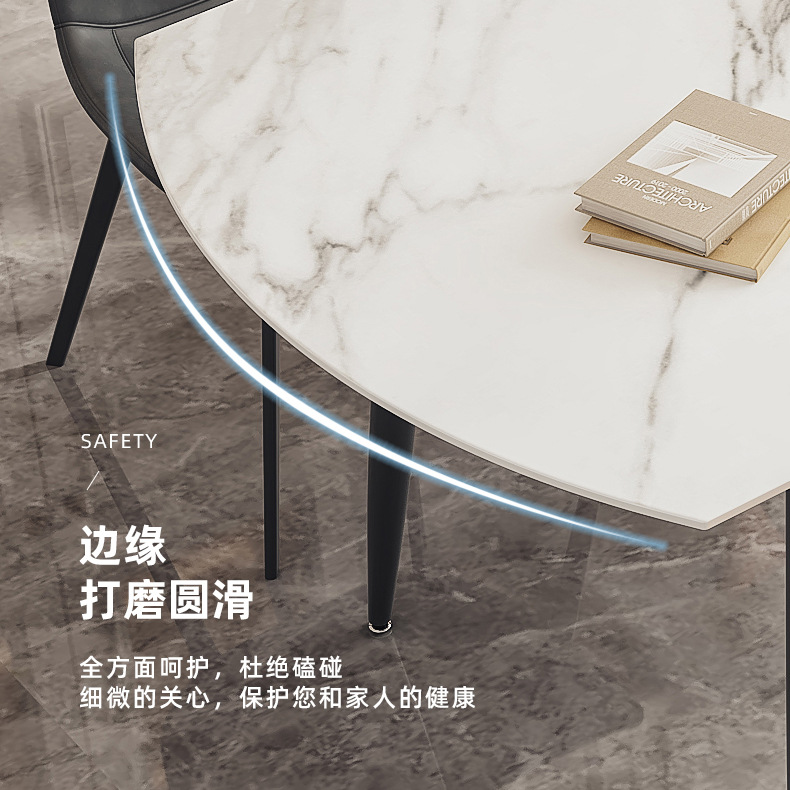 Retractable Nordic rock plate Round table light extravagant small family modern minimalist folding dual-use variable dining table and chairs-Taobao