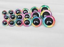 10pairs 9mm to 35mm 3D RAINBOW glitter toy eyes withback
