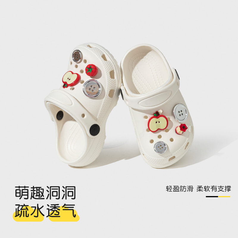 Bean Sprout Doll Eco-Friendly Eva Children's Clogs for Girls, Non-Slip Soft Sole Summer Apple Outdoor DIY Sandals