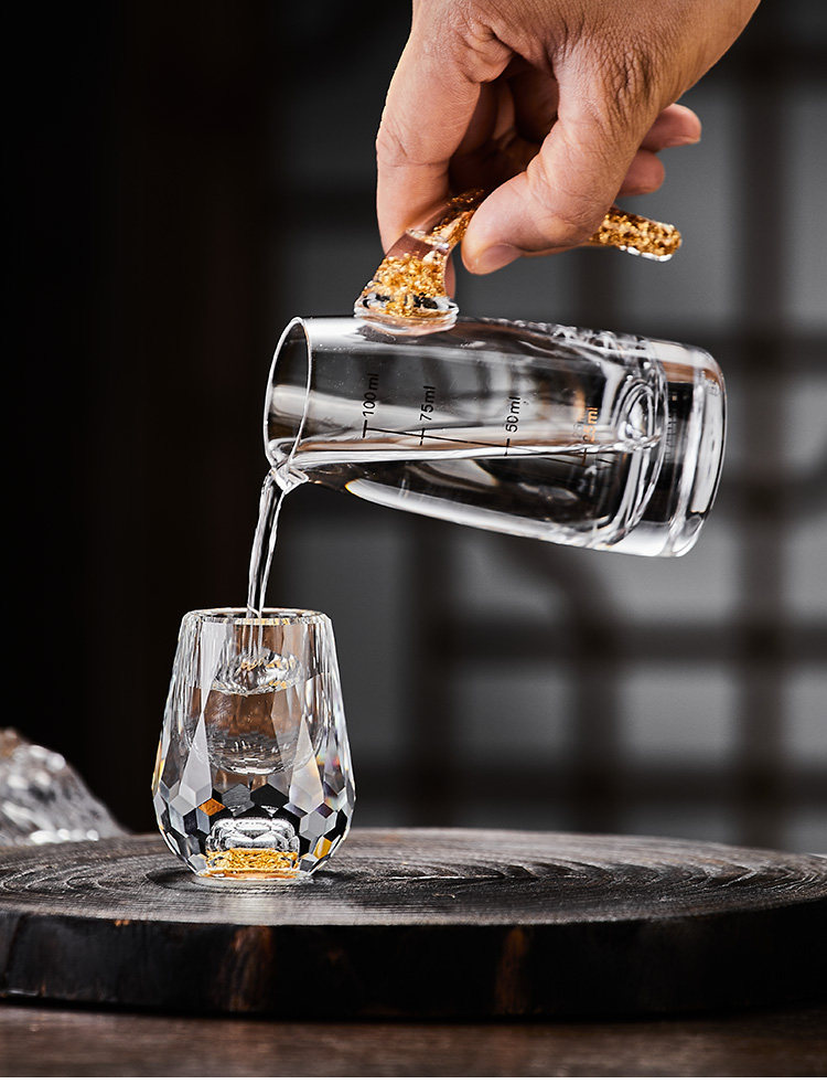 Ликер Cup 金箔白酒杯水晶玻璃分酒器轻奢高档酒具精致礼盒套装家用乔迁送礼