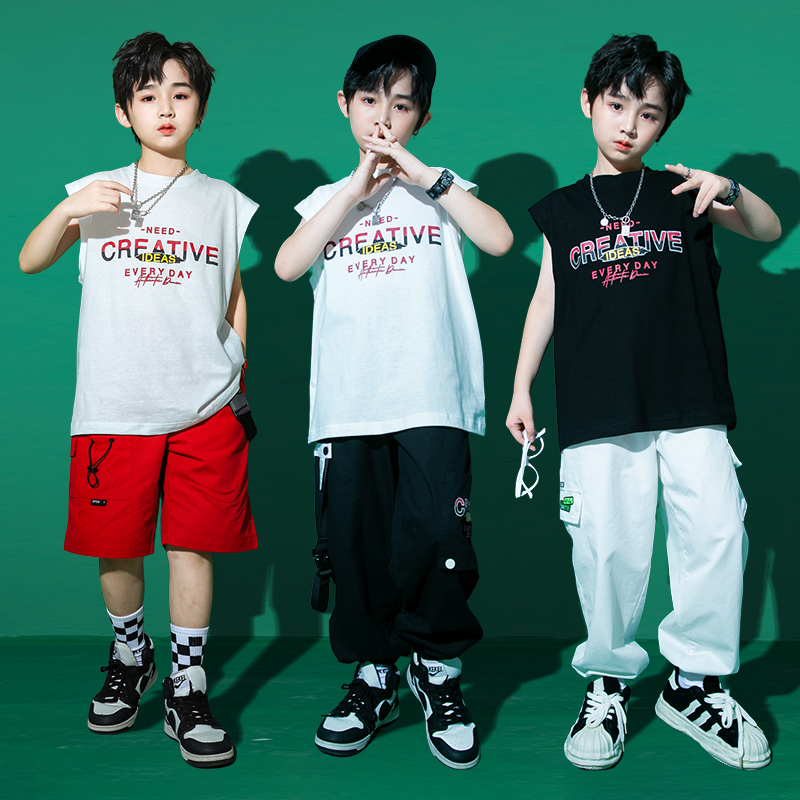 Boy Street Dance Jazz Dance Costume Group Acting Suit Dopamine Vest Cool Choreography for HIHOP Dance Play Out-Taobao