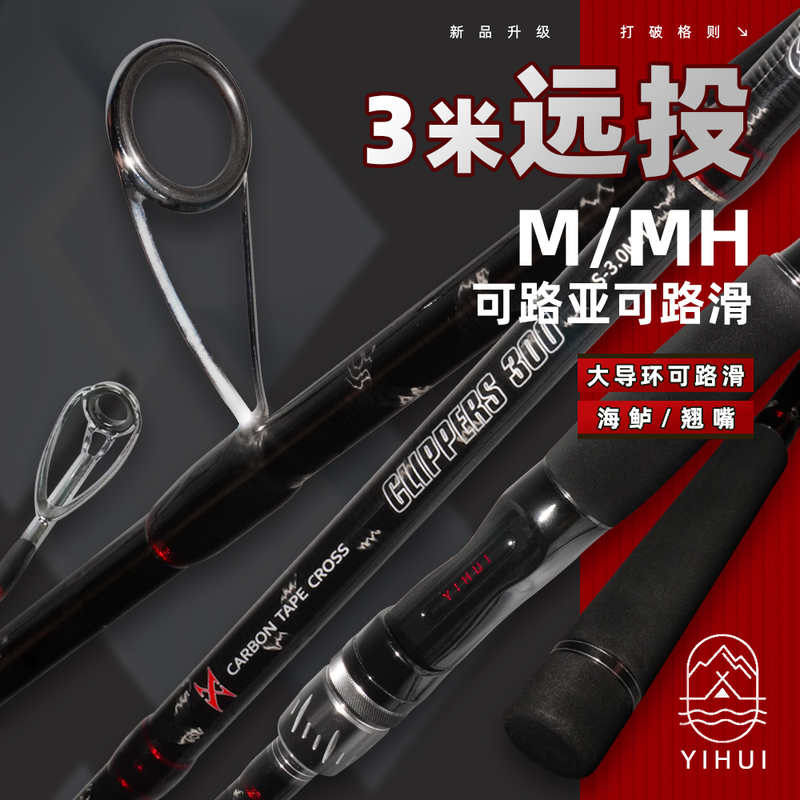 Ultra-Long Cast 3m M/Mh Lure Rod with Large Guide Rings, Long-Casting Rod, Light Thunder Rod, Straight Handle, Suitable for All Water Bodies