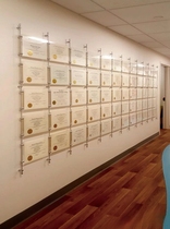 Patent wall honor display wall a3a4 certificate display wall custom acrylic suspended wall display stand