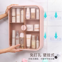 Cosmetic storage box wall-mounted punch-free storage box bathroom bathroom wall-mounted artifact dust-proof large capacity (