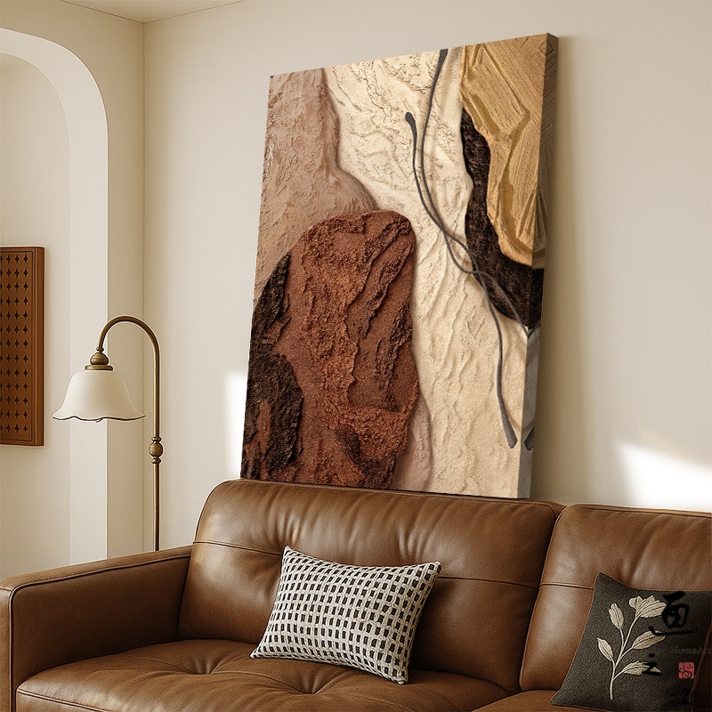 Medieval-Style Living Room Decorative Painting with a Three-Dimensional Feel, Sofa Background Wall Hanging Painting, Textured Abstract High-End Floor-To-Ceiling Painting