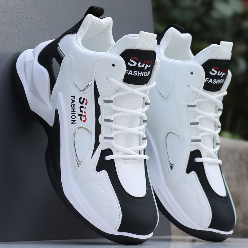 High-Top Men's Shoes, Spring and Autumn Leather Waterproof Sneakers, Men's 2026 New Running Shoes, Versatile Casual Shoes for Men