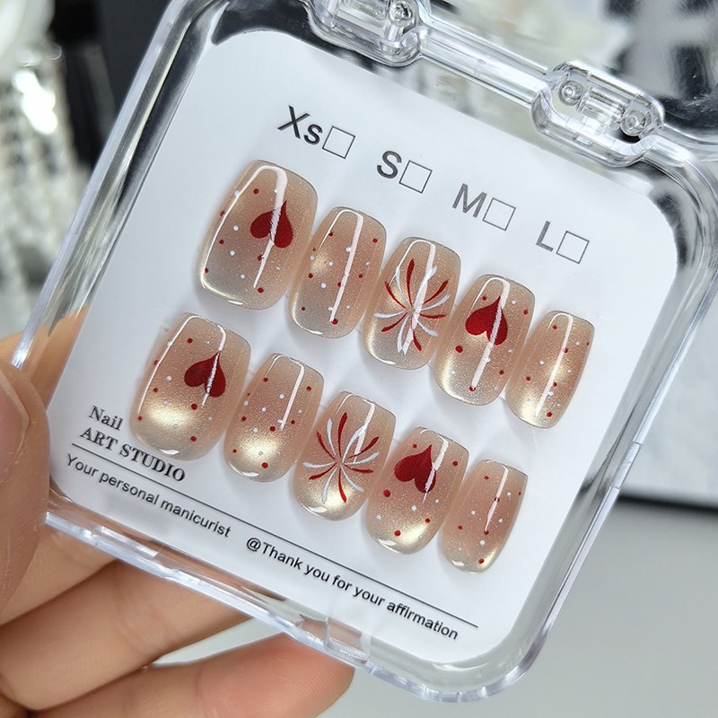 2025 Pink Firework Cat Eye Handmade Press-on Nail Set - Detail image 2