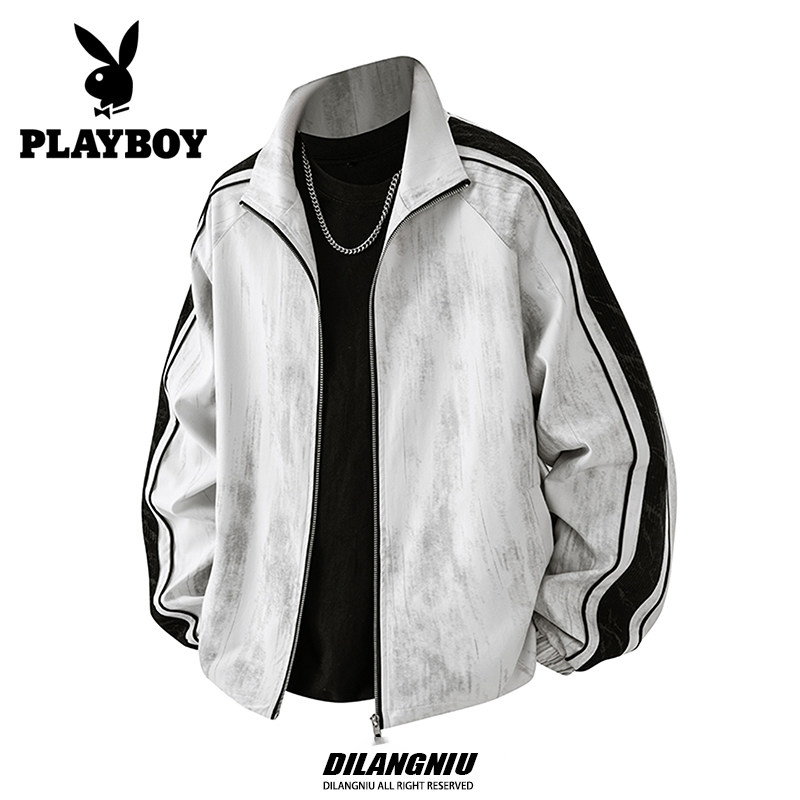 Мужская куртка tie-dye в стиле Playboy pilot Barn, весна 2026, новая американская свободная куртка контрастного цвета