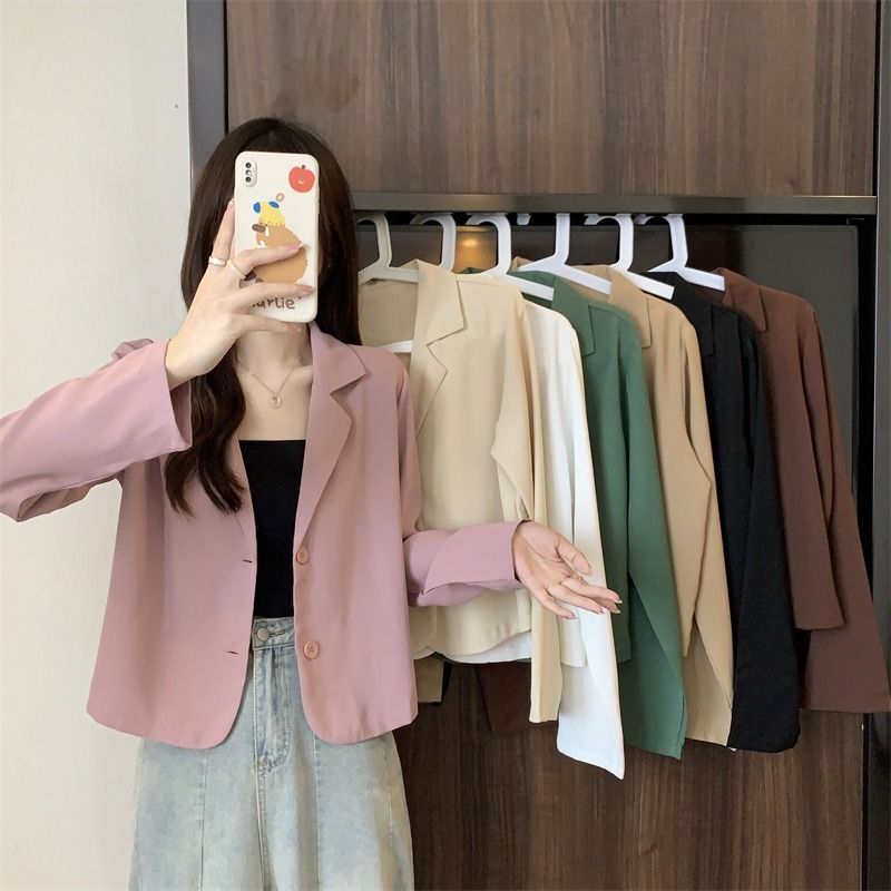 2023 Spring New Korean Chic Niche Design Lapel Elegant Fashion Short Blazer Jacket for Women