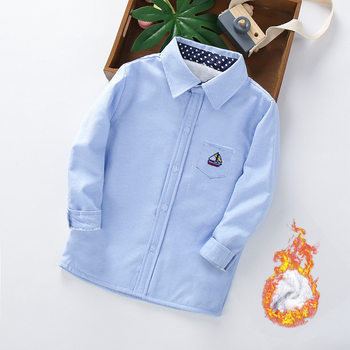Boys' autumn and winter velvet long-sleeved factory direct sales children's shirts, versatile shirts for older children, children's thickened shirts
