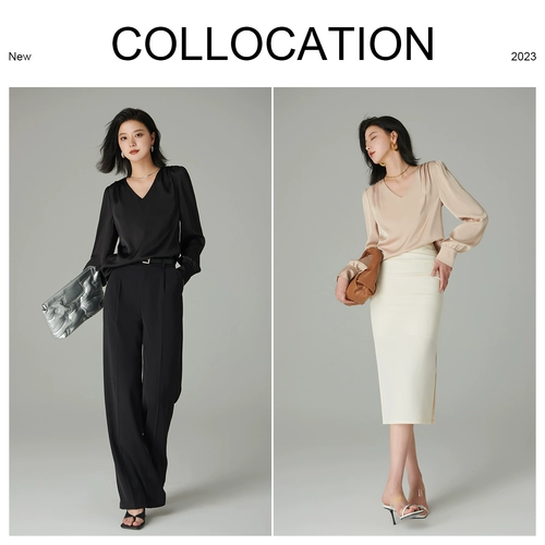 Рубашка из жемчуга, V-образный вырез, свободный крой