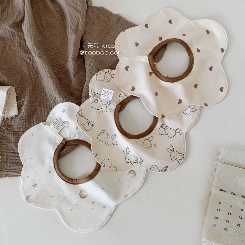 ins Han version newborn anti-spitting milk containment mouth rotatable petal baby pure cotton saliva towel waterproof surrounding pocket 0-2 years of age-Taobao