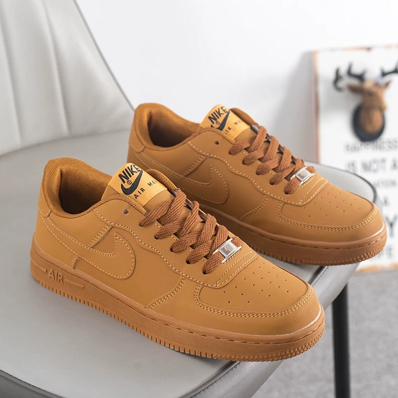 AF1 Air Force One пшеничного цвета чистые оригинальные грязeустойчивые туфли мужские 1 дешевые кроссовкиRetro мужские кроссовки