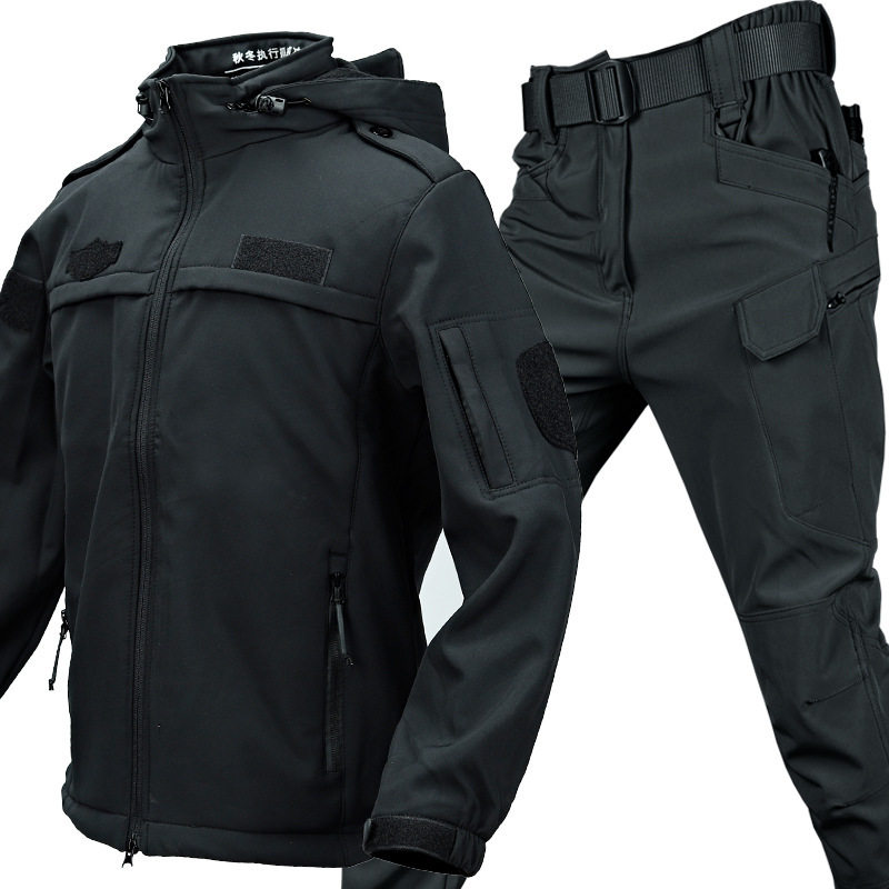 Outdoor duty Assault Clothing Suit Men's Autumn Winter Plus Suede Warm Mountaineering Suit Jacket Big Code Security Workwear-Taobao