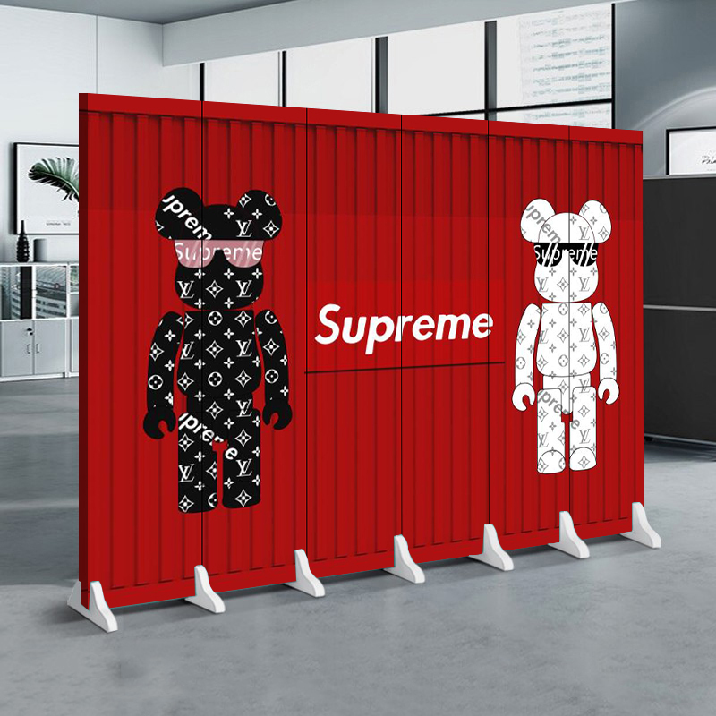 Trendy Photo Backdrop Screen Partition Background Wall Violent Bear Container Bar Industrial Style Graffiti Cover Foldable Mobile